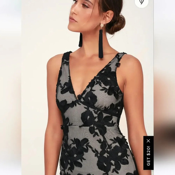LULUS Black Swan Alanis Black and Nude Lace Sleeveless Bodycon Dress Small NWT - Picture 4 of 9